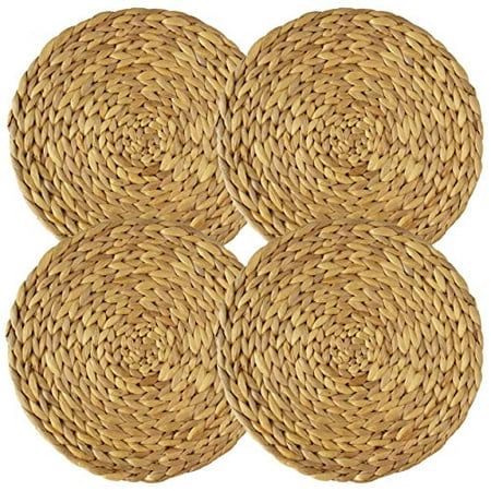 Set of 4 Pack Rustic Placemats Natural Water Hyacinth Decorative Round Dinnerware Christmas Wedding  | Walmart (US)