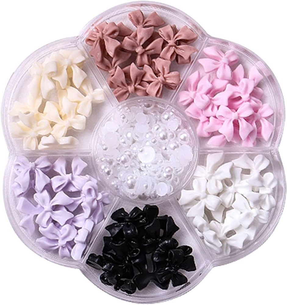 Colorful Bow-Knot Nail Stud Rhinestones Crystal, 3D Bow-Knot Colorful Nail Charms Set for Nail St... | Amazon (US)