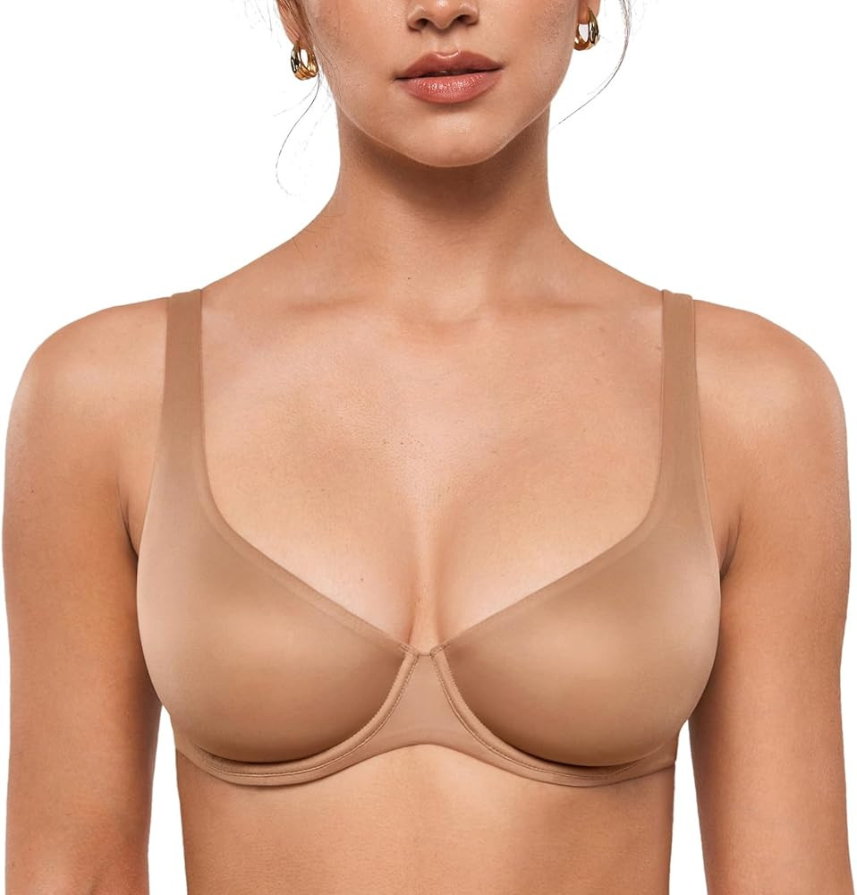 INLYRIC Women's Mesh Balconette Bra Sexy Demi Supportive Comfortable Seamless Underwire Unlined S... | Amazon (US)