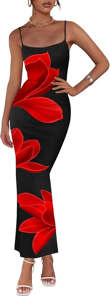 PRETTYGARDEN Womens Floral Maxi Dress Summer 2025 Sexy Spaghetti Strap Slip Bodycon Mesh Beach Va... | Amazon (US)