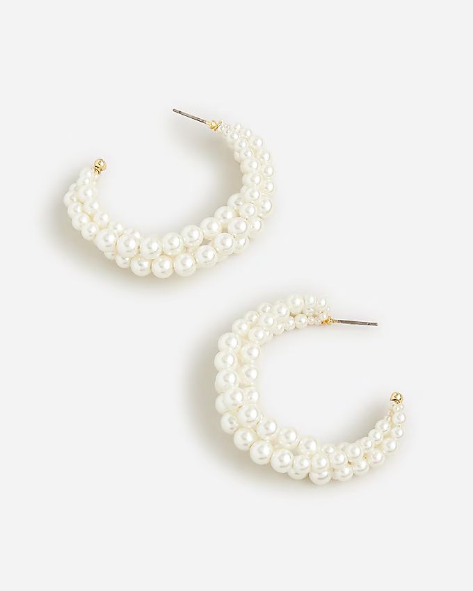 Braided pearl hoop earrings | J.Crew US