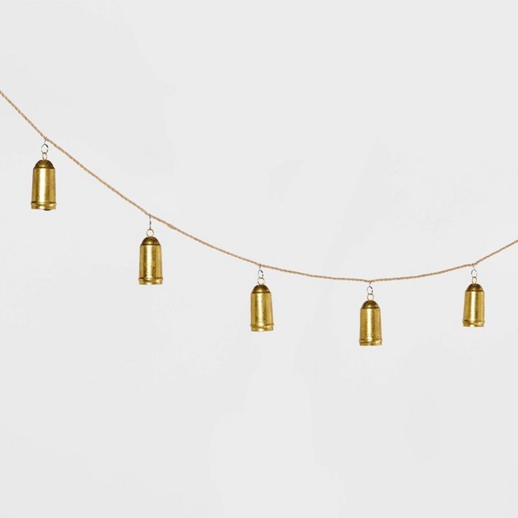 72&#39; Decorative Metal Bells Garland Gold - Wondershop&#8482; | Target