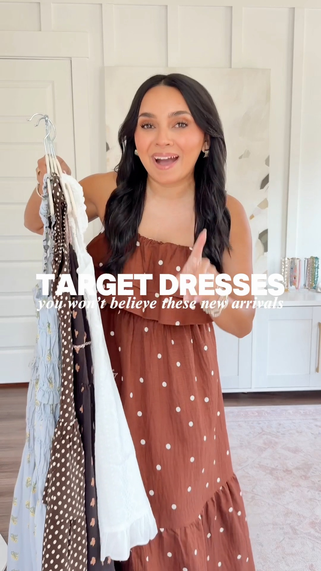 Target Dresses!
For reference: I’m 5’0, petite, 32b bra size, and 2/26 in bottoms, pear shaped. 
*Everything I share is unaltered! TTS means true to size. Between size 5-6.5 in shoes

Brown polka dot dress size xs TTS
Clear heels size 5 TTS

Blue floral dress size xs TTS
Clear heels size 5 TTS

Denim dress size xxs TTS
Tan wedges size 5 TTS

Brown printed dress size xs TTS
Clear heels size 5 TTS

Green halter dress size xs TTS
Clear heels size 5 TTS

White dress size xxs TTS
Tan heels size 5 TTS

Spring outfits 2026
Country concert outfits
Spring dresses
Date night outfits
Vacation outfits beach
Resort wear 2026
Mothers day
Graduation gues

#LTKMothersDay #LTKgrwm #LTKPetite