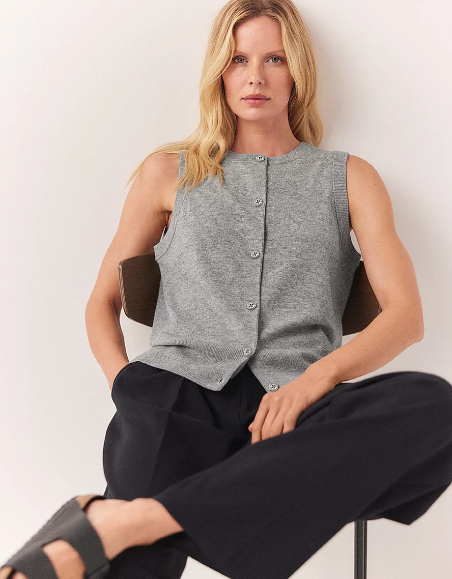 Knitted Button Through Tank with Cashmere | The White Company (US & CA)