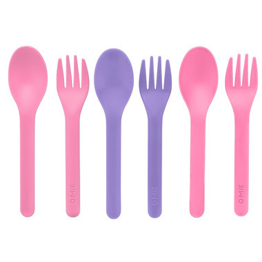 OmieLife Fork & Spoon Set Pink and Purple | Well.ca
