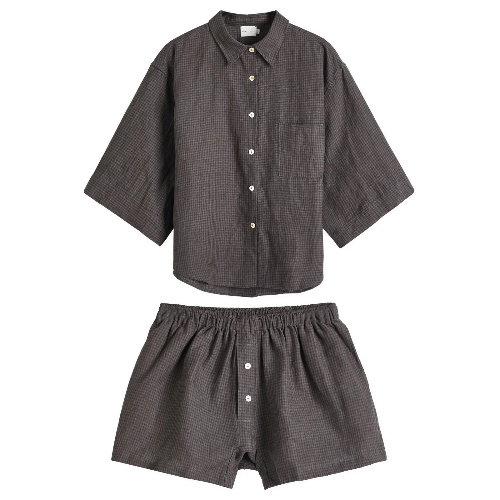 Deiji Studios Women's Linen 03 Set in Slate Check, Size Small | END. Clothing | END. Clothing