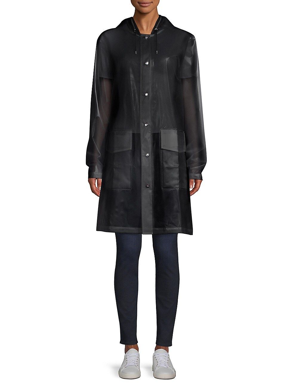Rains Women's LTD Mirage Capsule Hooded Translucent Coat - Black - Size XS | Saks Fifth Avenue