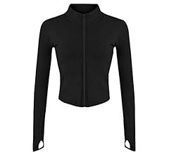 Lviefent Womens Lightweight Full Zip Running Track Jacket Workout Slim Fit Yoga Sportwear with Th... | Amazon (US)