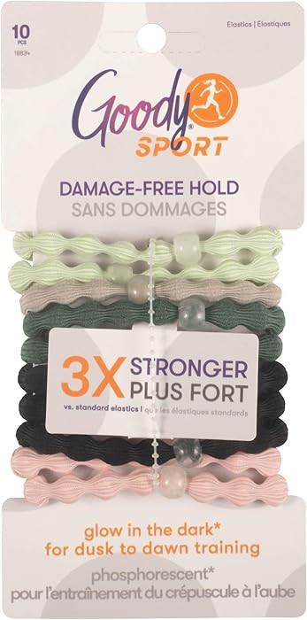 Goody Sport Forever Glow in the Dark Elastic Hair Ties - 10 Ct, 5 Assorted Colors, No Damage, 3X ... | Amazon (US)