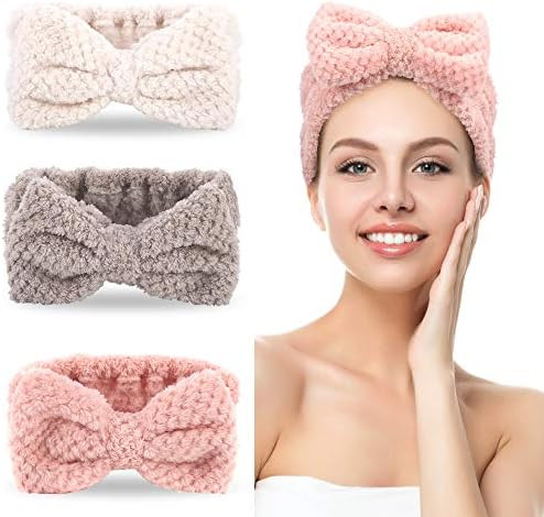 3 Pack Spa Headbands Microfiber Bowtie Headbands Makeup Headband Skincare Headbands Facial Headba... | Amazon (US)