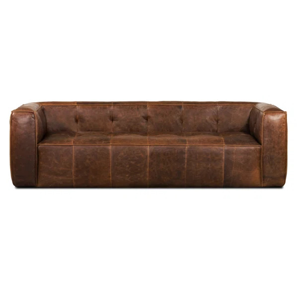 Wyat 92'' Full-Grain Genuine Italian Leather Square Arm Sofa | Wayfair North America