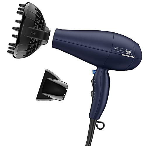 INFINITIPRO BY CONAIR Hair Dryer with Innovative Diffuser | Enhances Curls and Waves while Reducing Frizz | Dark Blue | Packaging May Vary | Amazon (US)