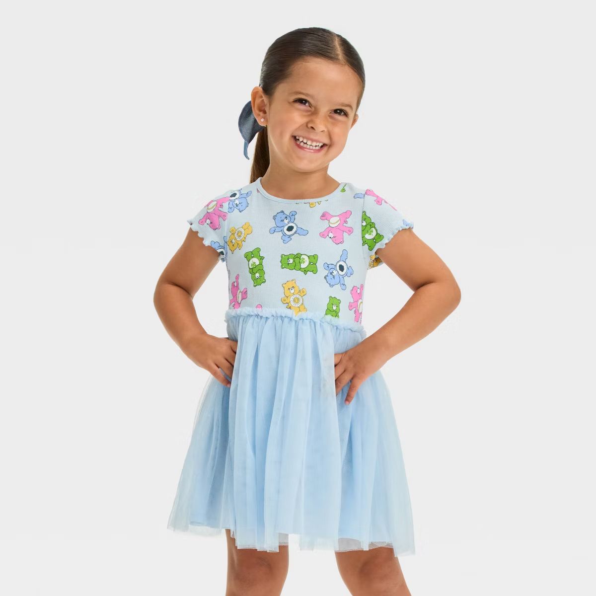 Toddler Girls' Care Bears Soft Tulle Dress - Blue 4T | Target