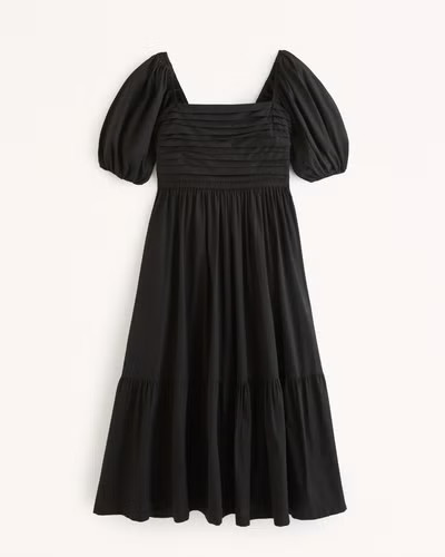 Emerson Poplin Puff Sleeve Midi Dress | Abercrombie & Fitch (US)