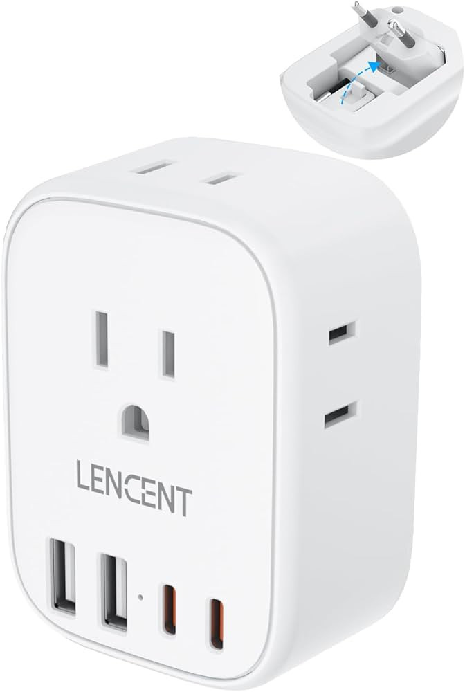 European Travel Plug Adapter, LENCENT International Type-C Foldable Power Plug with 4 Outlets, US... | Amazon (US)