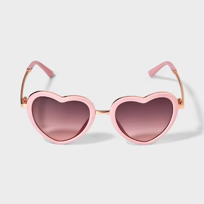 Girls' Heart Aviator Sunglasses - Cat & Jack™ Light Pink | Target