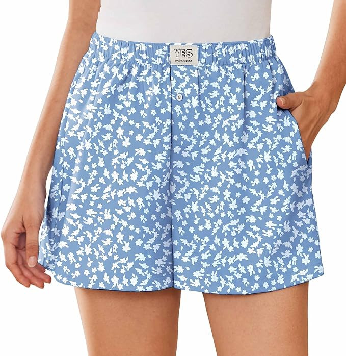 Ekouaer Womens Boxer Shorts Casual Lounge Pajama Shorts Summer Sleep Pants Y2K Beach Bottoms with... | Amazon (US)