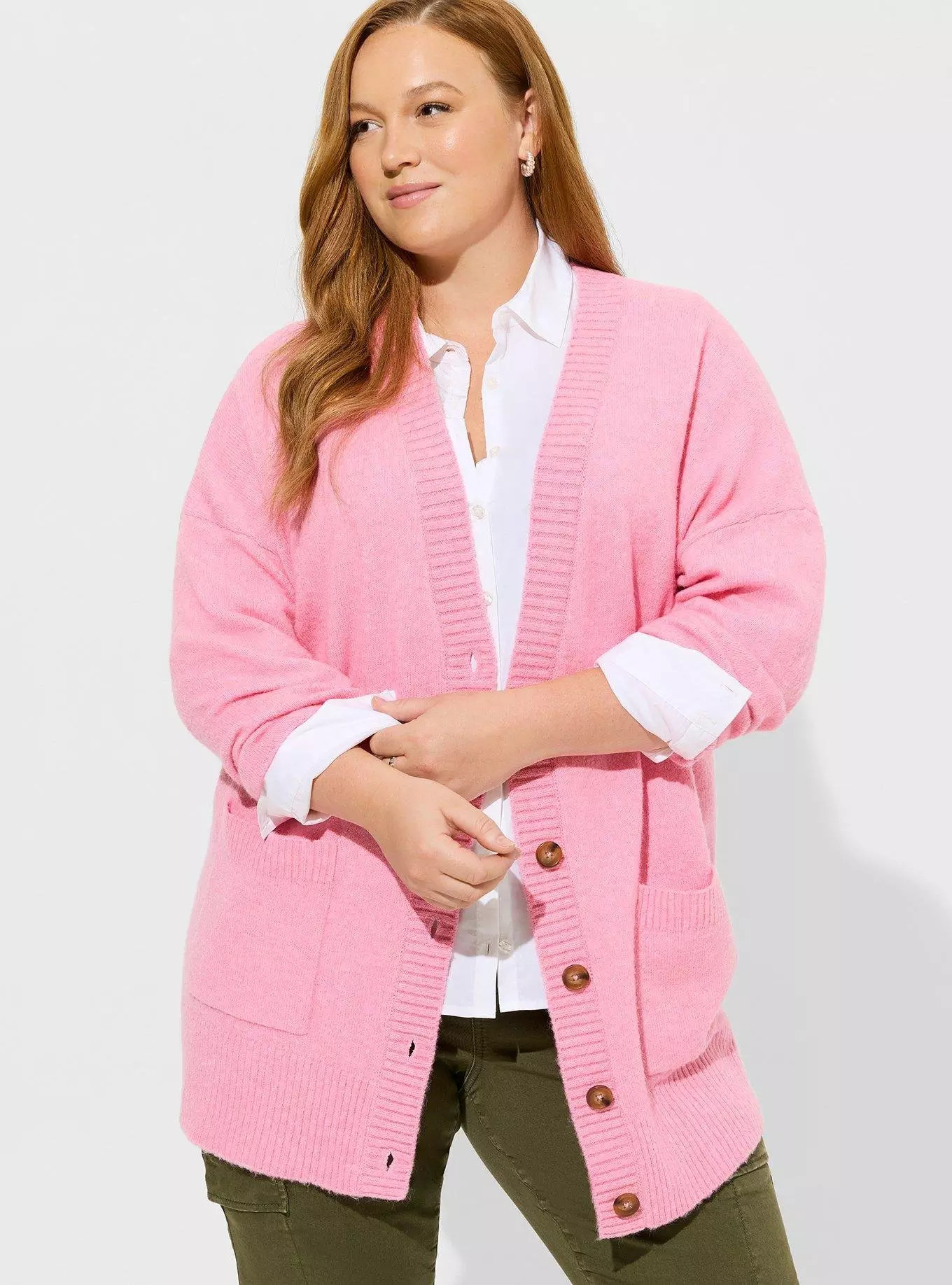 Vegan Cashmere Boyfriend Cardigan V-Neck Sweater | Torrid (US & Canada)