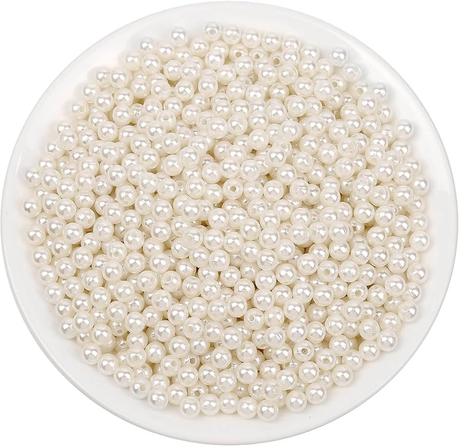 anezus Pearl Beads for Craft, 1000pcs Ivory Faux Fake Pearls, 6 mm Small Sew on Pearl Beads with ... | Amazon (US)