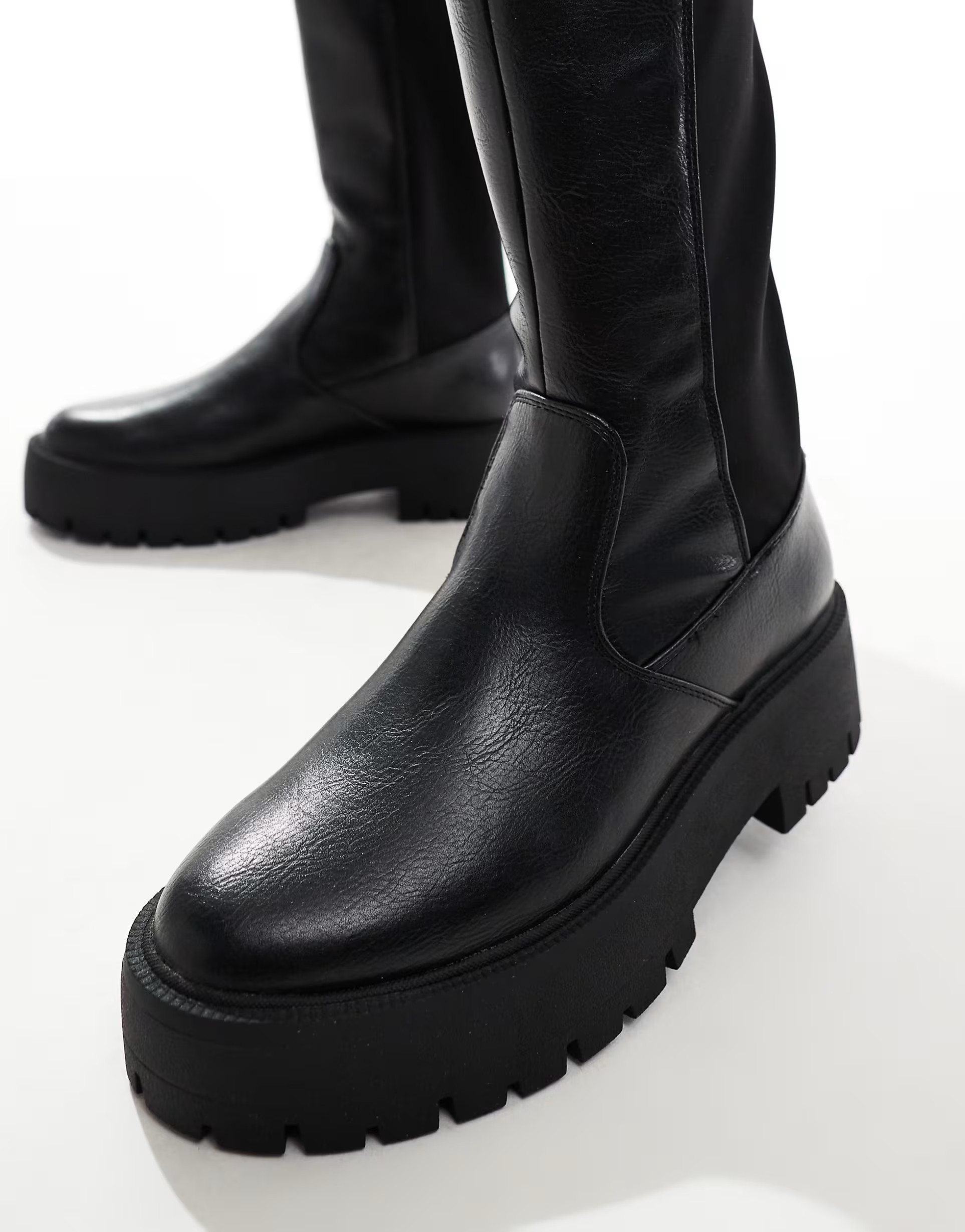 Stradivarius riding boot in black with elastic side | ASOS (Global)