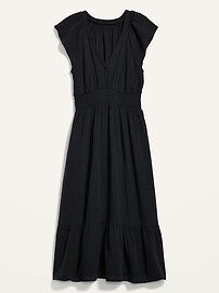 Waist-Defined Flutter-Sleeve Smocked Midi Dress for Women | Old Navy (US)