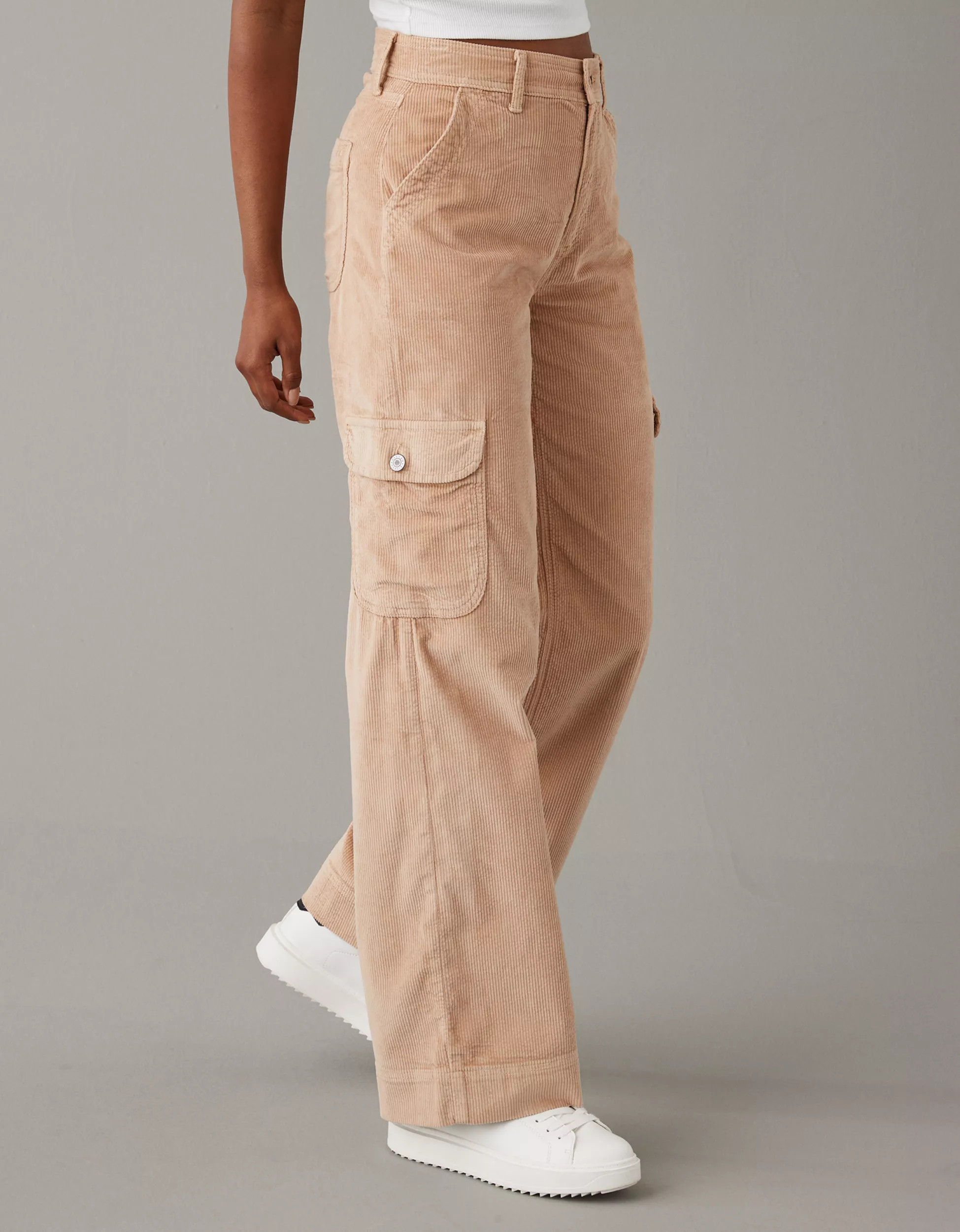 AE Dreamy Drape Stretch Super High-Waisted Baggy Wide-Leg Corduroy Pant | American Eagle Outfitters (US & CA)