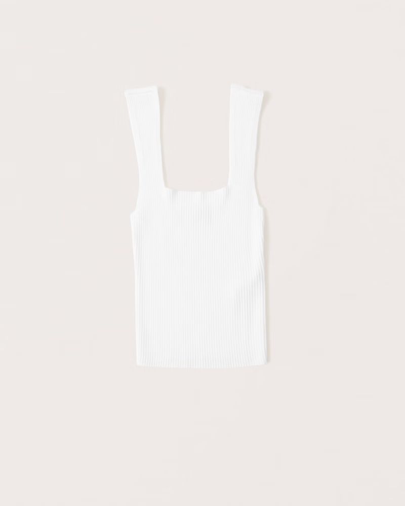 Women's Elevated Ribbed Squareneck Tank | Women's Clearance | Abercrombie.com | Abercrombie & Fitch (US)