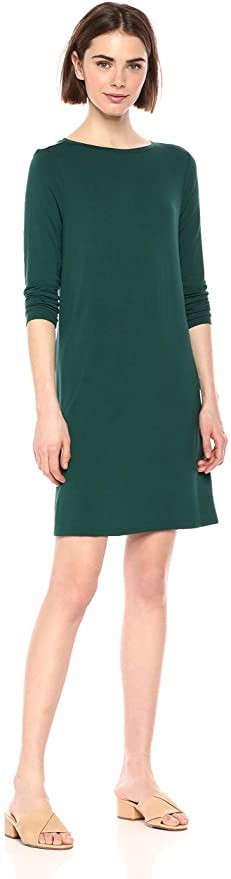 Amazon Essentials Women's 3/4 Sleeve Boatneck Dress | Amazon (US)