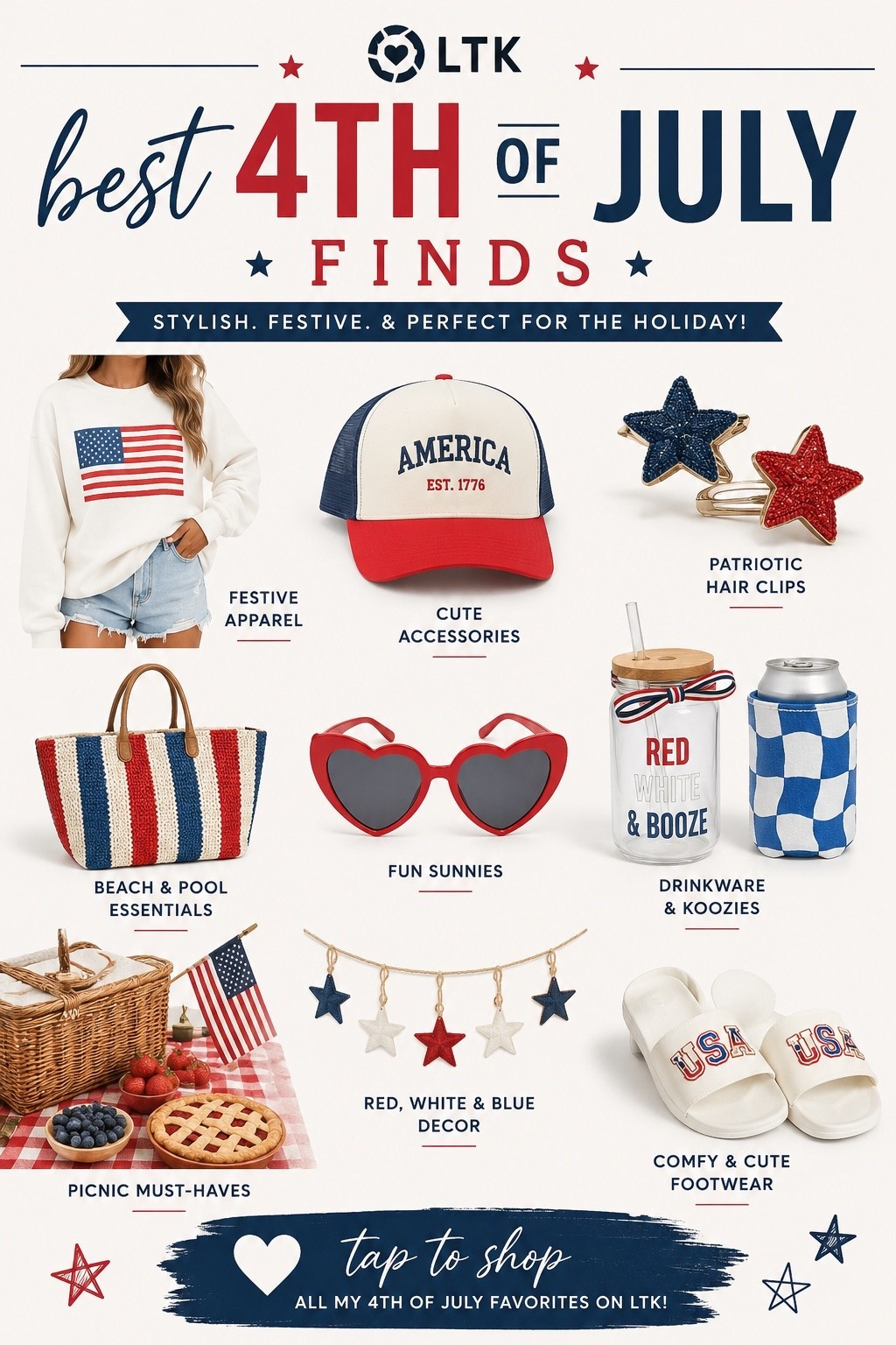 🇺🇸✨ My favorite 4th of July finds are officially live on LTK! From festive fashion and pool-day accessories to cute patriotic touches for your BBQ, these are the pieces I'm loving this season. ❤️🤍

#LTKSeasonal #LTKU #LTKHome