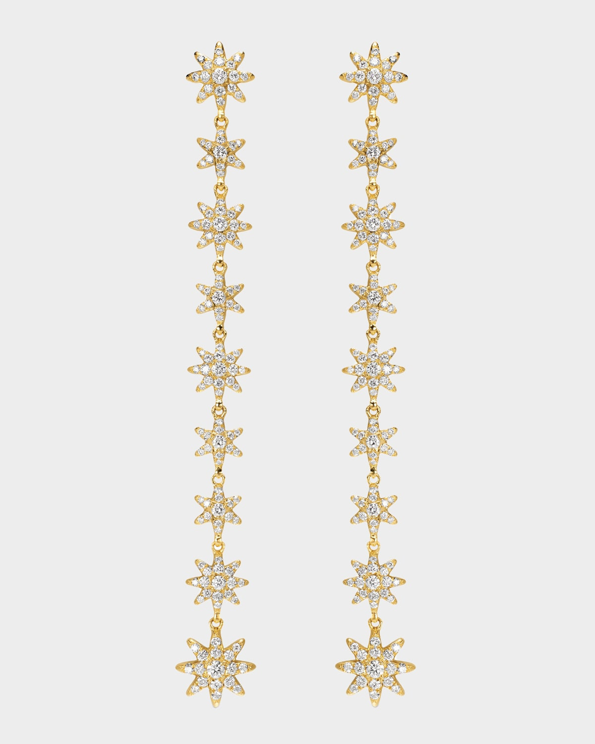 Starburst Drop Earrings with Diamonds in 18K Gold, 70mm | Neiman Marcus