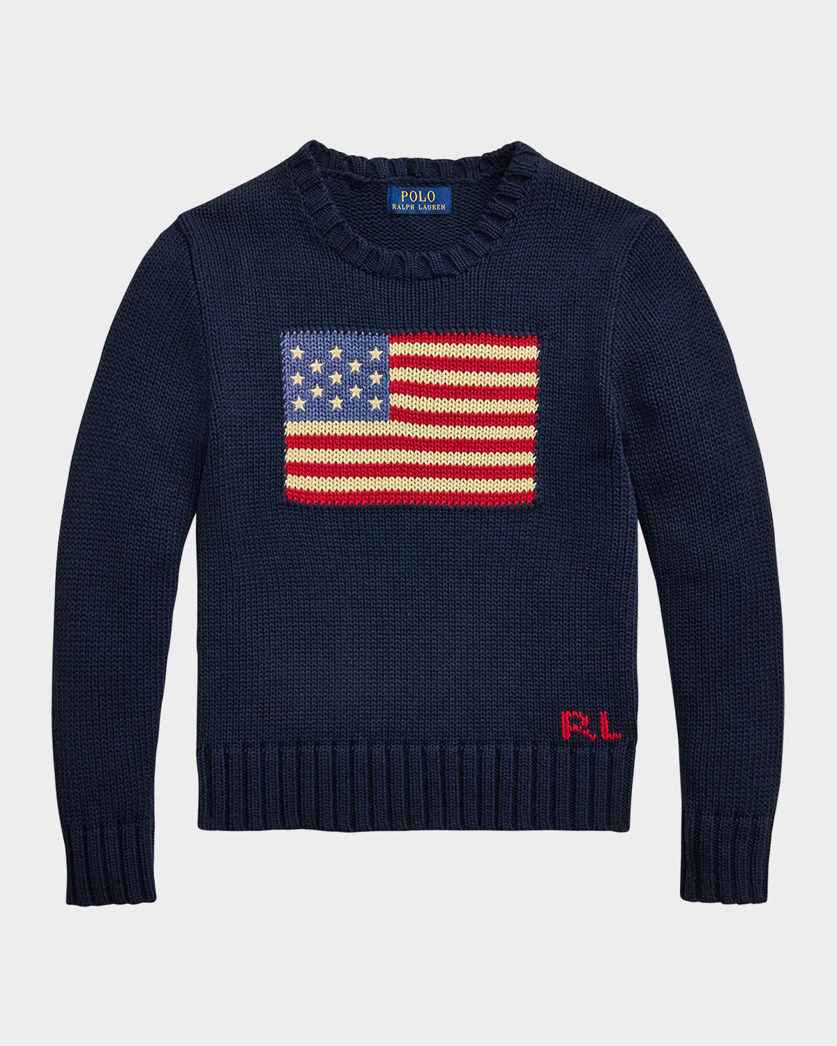 Boy's Flag Intarsia Knit Sweater, Size S-L | Neiman Marcus
