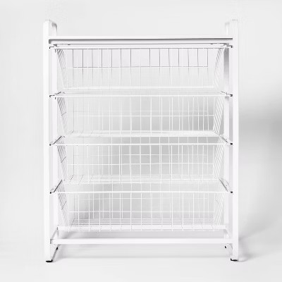 4 Drawer Metal Storage Organizer White - Brightroom™: Steel Utility Storage, Fixed Shelves, Uni... | Target
