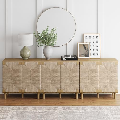 Nathan James Beacon Accent Natural Sideboard Storage Cabinet TV Stand in Light Wood with Adjustab... | Amazon (US)