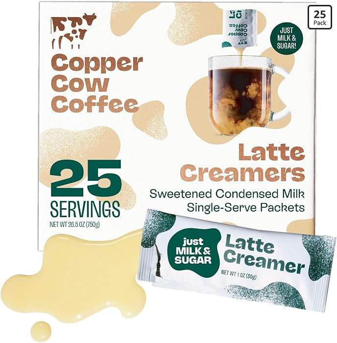 Copper Cow Coffee Sweetened Condensed Milk Coffee Creamer Singles (25 pack) | Vietnamese Inspired... | Amazon (US)