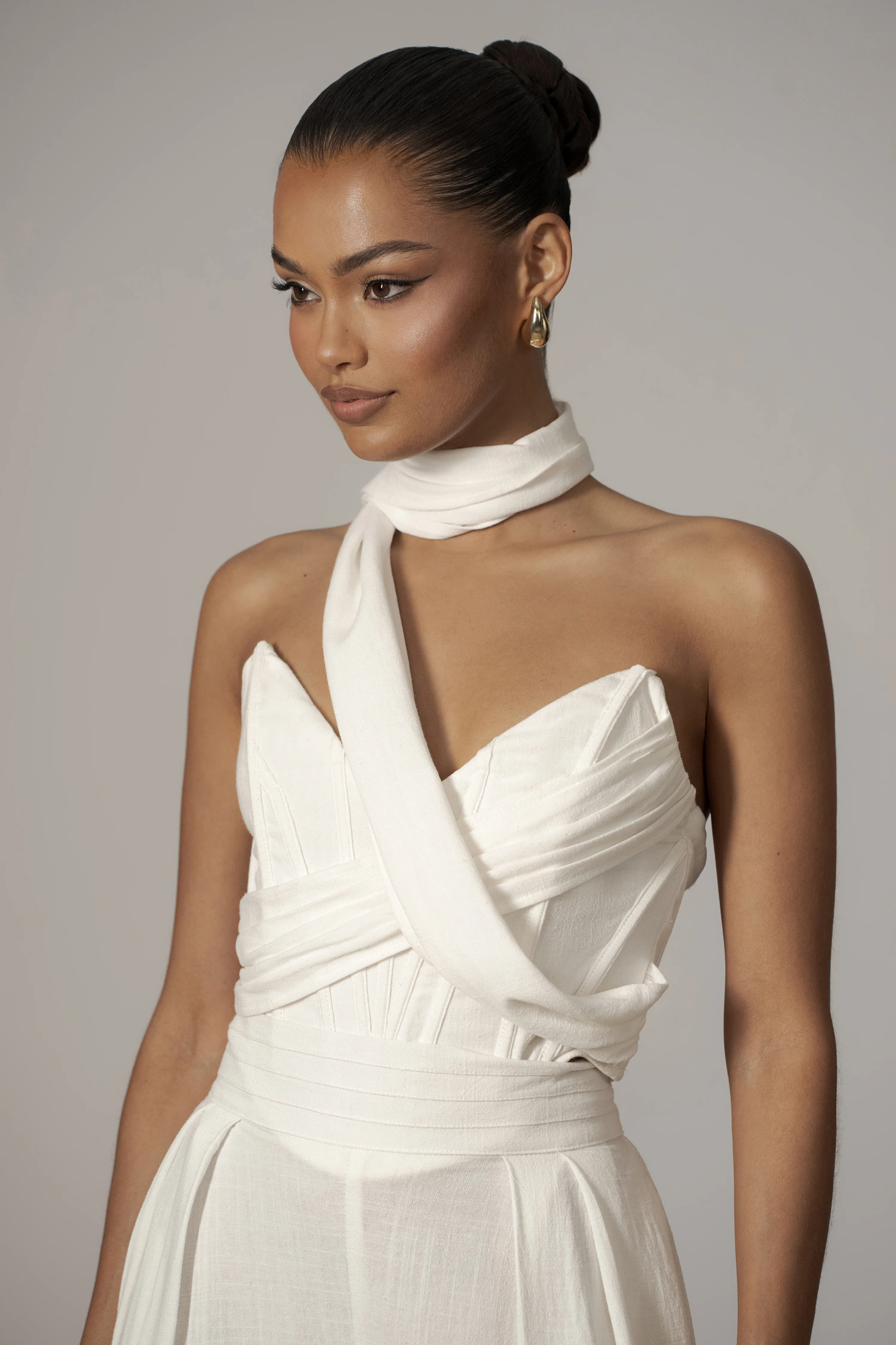 Ivory Coastal Bliss Linen Bustier | JLUXLABEL