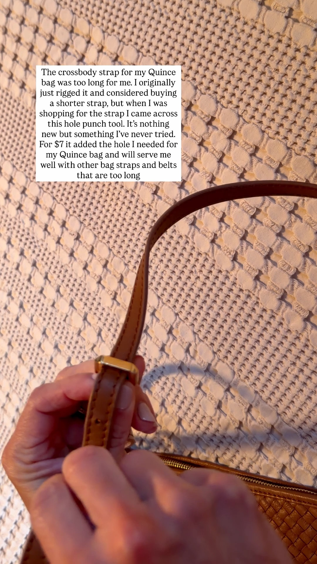 I was shopping for a shorter strap for my Quince bag and came across this hole punch tool. Works like a charm and love the I can use it on other bag straps and belts that are too long for me. 

#LTKPetite