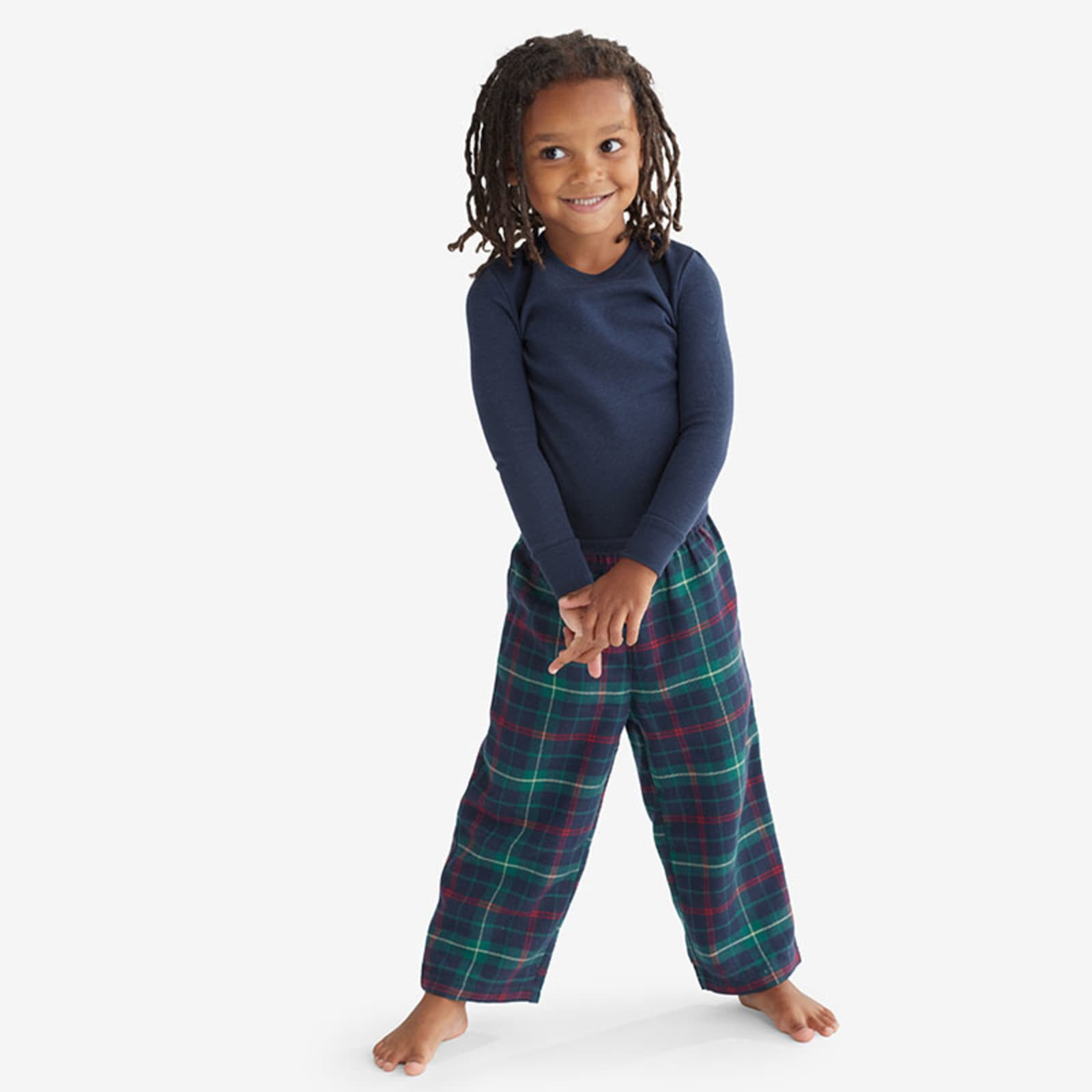 Family Flannel Kids Henley Pajama Set - Holiday Plaid, 8 | The Company Store