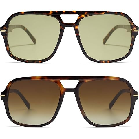SOJOS Retro Aviator Sunglasses for Women Men,Trendy Rectangle Womens Mens Shades Sun Glasses SJ22... | Amazon (US)