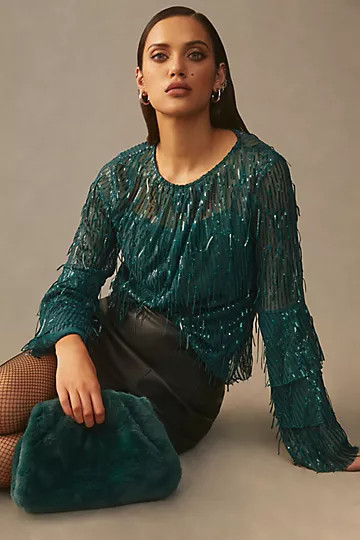 Eva Franco Sequin Fringe Top | Anthropologie (US)