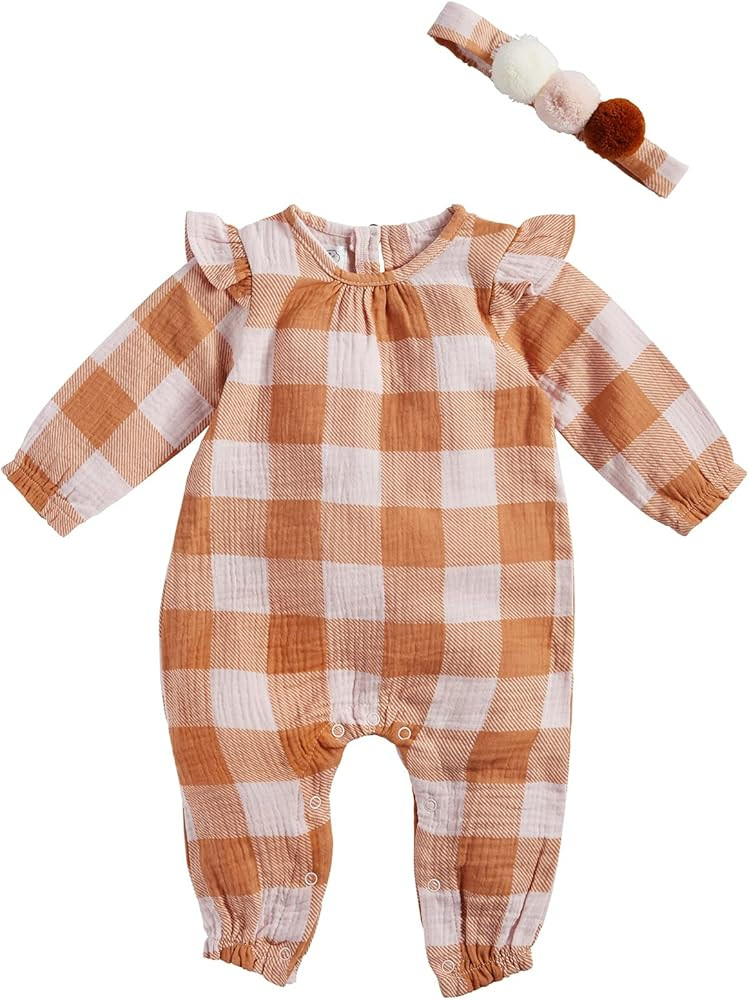 Mud Pie baby-girls Check One Piece and Headband Set | Amazon (US)