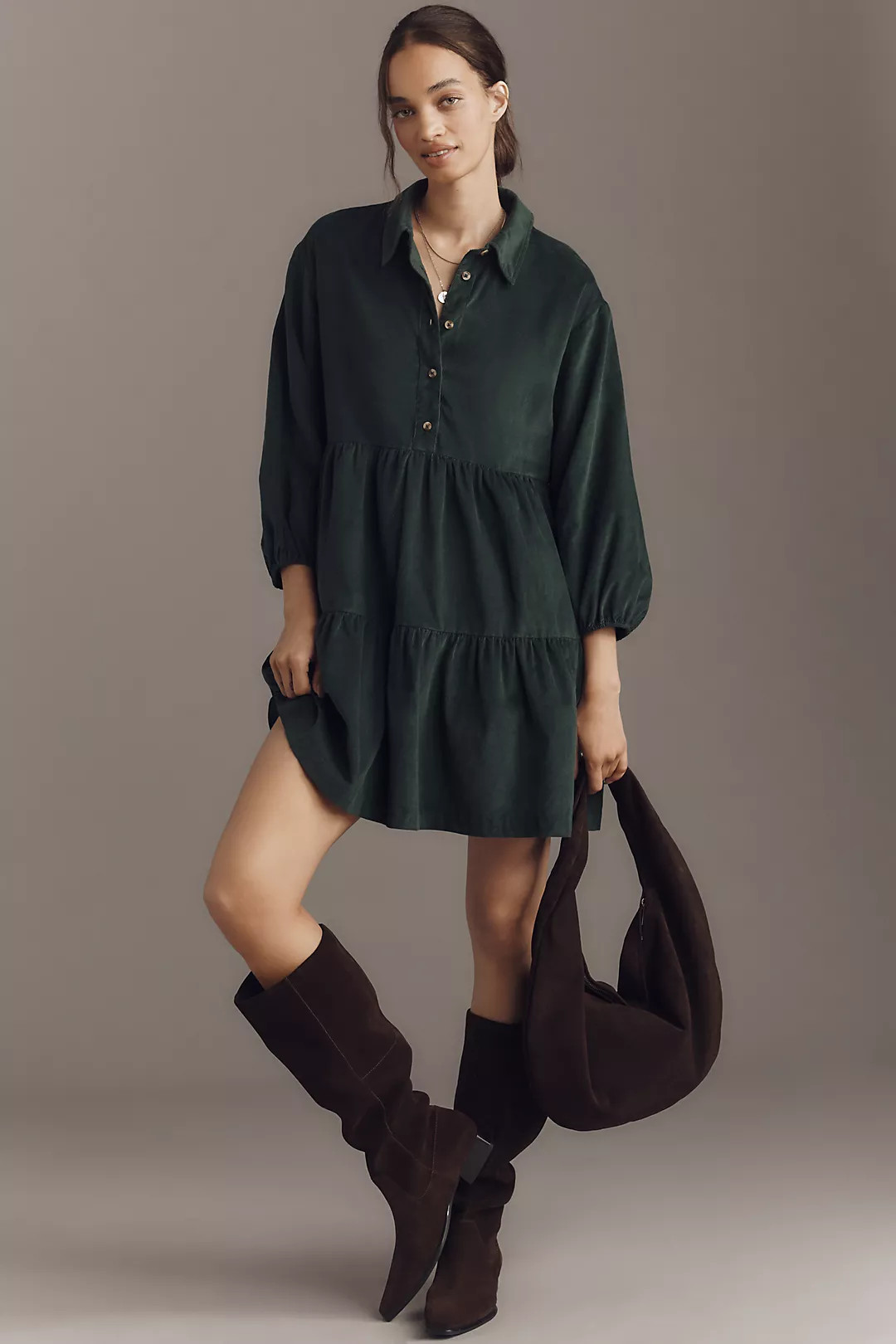 The @loverlygrey Bettina Mini Shirt Dress by Maeve | Anthropologie (US)