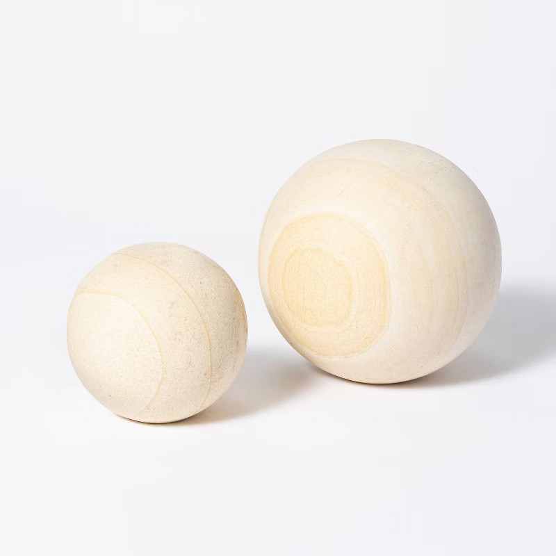 4" Decorative Stone Wood Ball Natural - Threshold™ designed with Studio McGee | Target