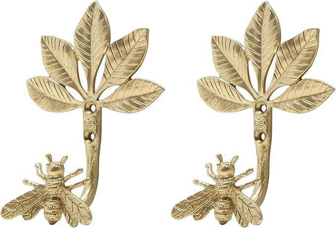 SOFFEE DESIGN Set of 2 Wall Mounted Metal Coat Hooks, Gold Hanging Rack Hooks for Entryway, Bathr... | Amazon (US)