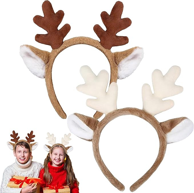 2pcs Christmas Reindeer Antlers Headband Deer Antlers Headband for women Deer Ears Headwear for C... | Amazon (US)
