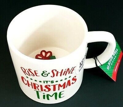 Rise & Shine It's Christmas Time 19 Oz Coffee Cup W/Gift Inside 4" x 5.5" NWT | eBay US