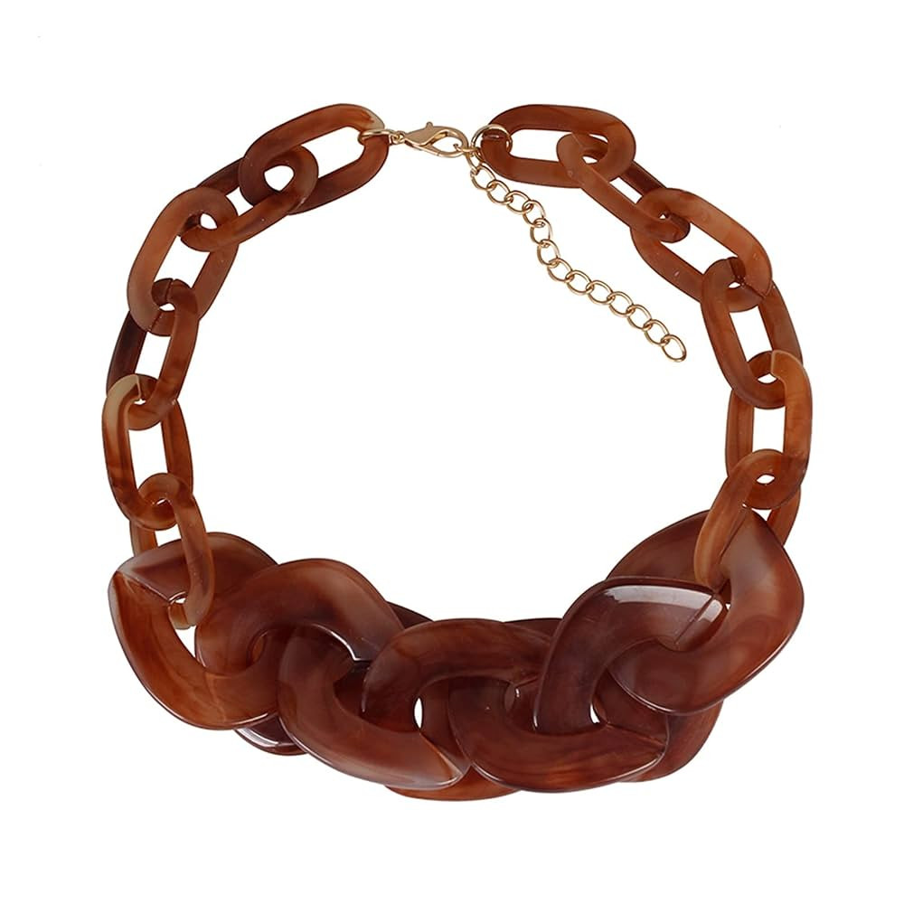Jewelry/Necklaces Fashion Women's Punk Resin Chunky Chain Large Pendant Necklace Jewelry Exaggera... | Amazon (US)