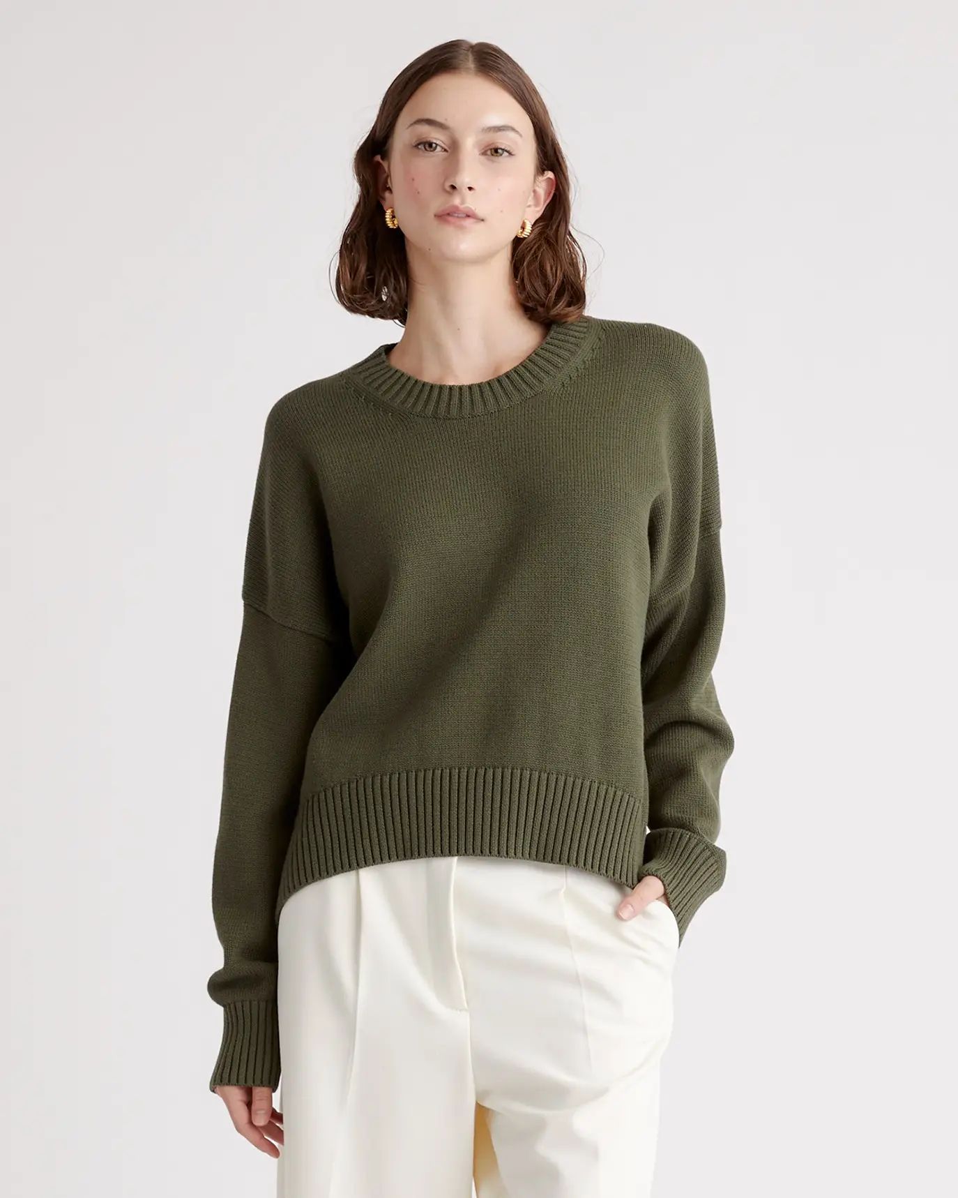 100% Organic Cotton Boyfriend Crew Sweater | Quince