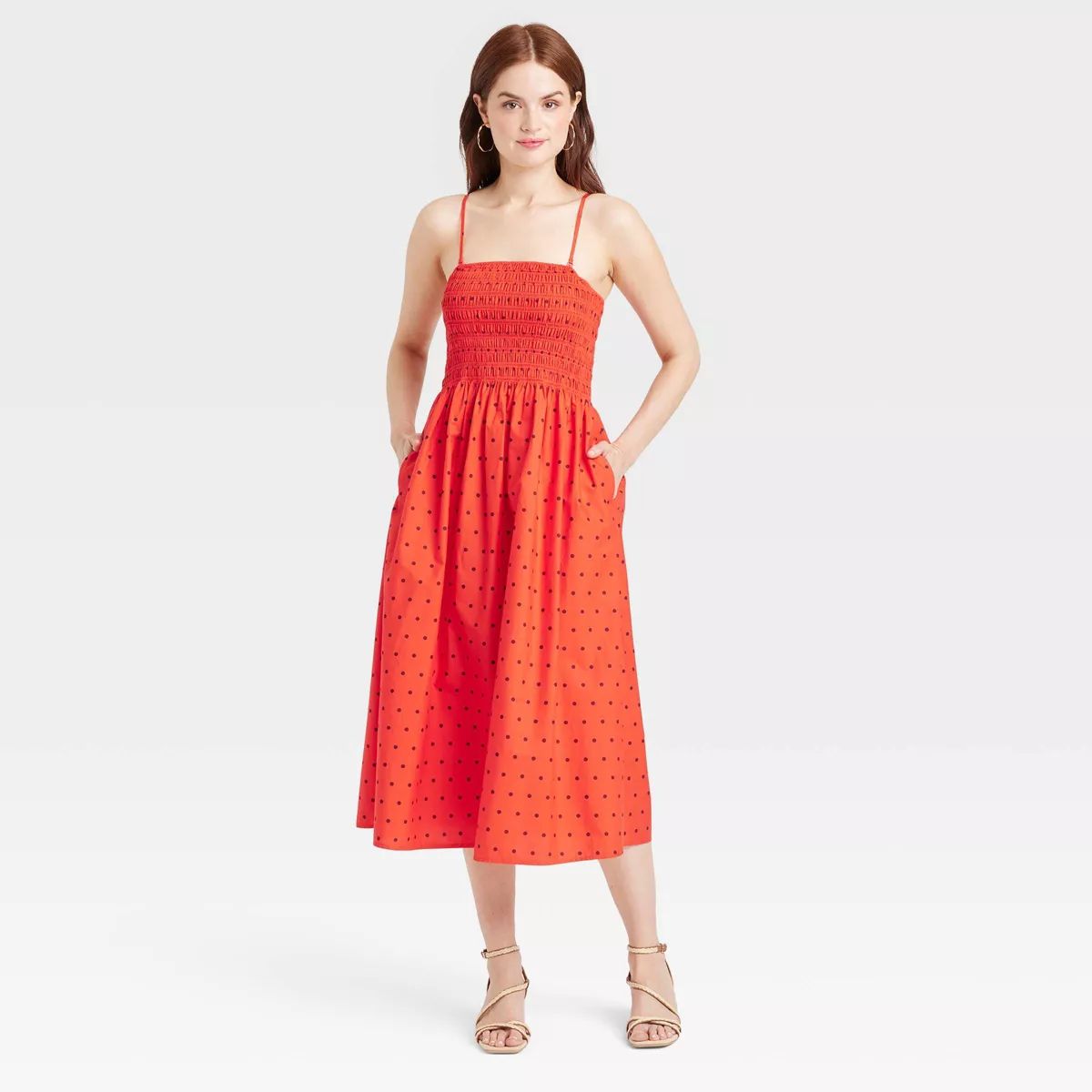 Women's Easy Summer Smocked Midi Sundress - A New Day™ Lemon Print S | Target