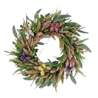 24" Salix Leaf with Butterfly Floral Spring Wreath | Michaels | Michaels Stores