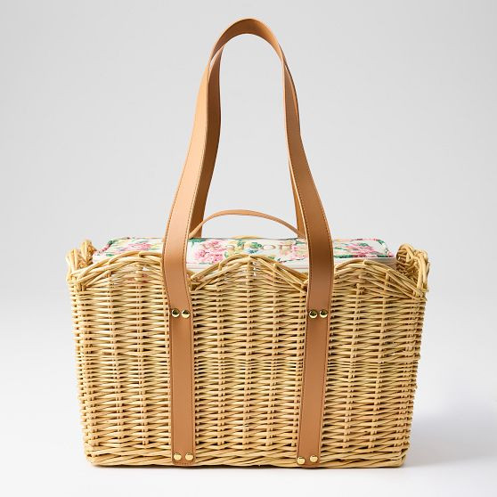 Sanderson Scalloped Wicker Insulated Picnic Basket | Mark and Graham